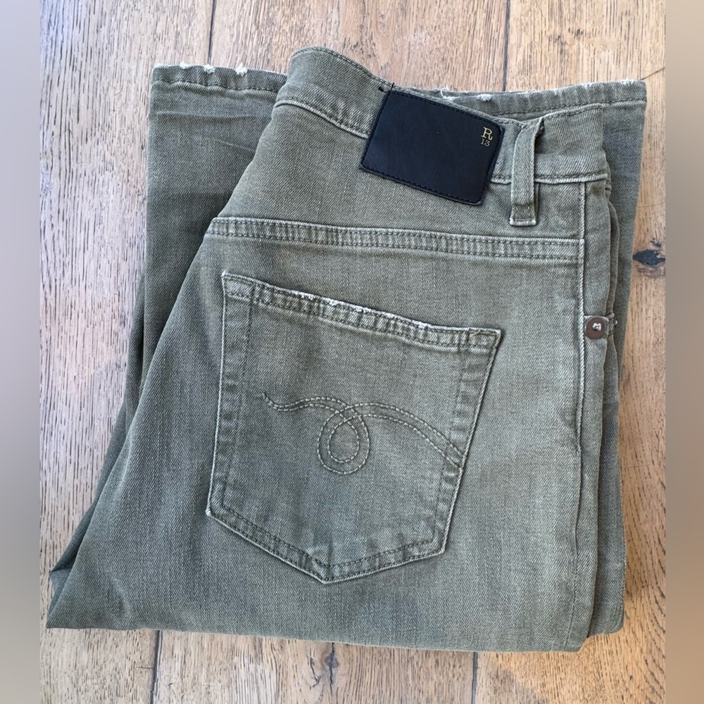 R13 - Jane Jean in Olive Green Stretch. Size 31 - Picture 10 of 16